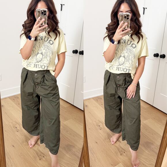 Goop G Label Green Barrel Balloon Wide Leg Pants US 4 - Picture 1 of 7